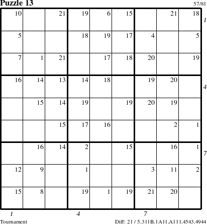 Step-by-Step Instructions for Puzzle 13 with all 21 steps marked