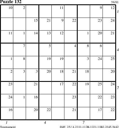 Step-by-Step Instructions for Puzzle 132 with all 25 steps marked