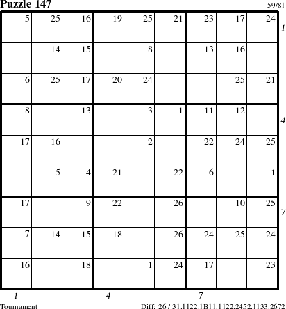 Step-by-Step Instructions for Puzzle 147 with all 26 steps marked