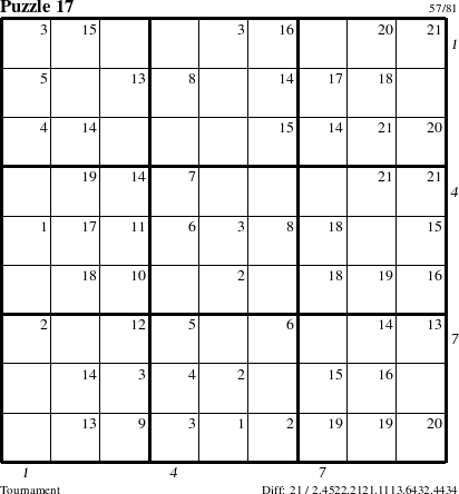 Step-by-Step Instructions for Puzzle 17 with all 21 steps marked