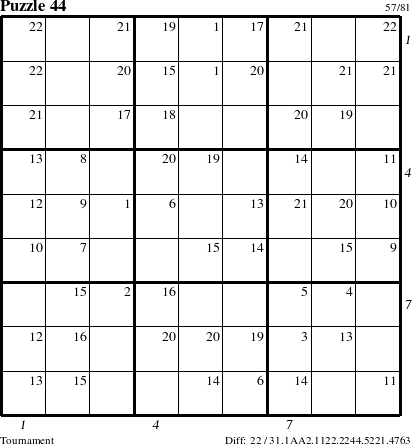 Step-by-Step Instructions for Puzzle 44 with all 22 steps marked