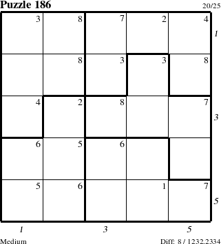 Step-by-Step Instructions for Puzzle 186 with all 8 steps marked