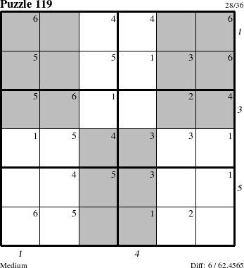 Step-by-Step Instructions for Puzzle 119 with all 6 steps marked