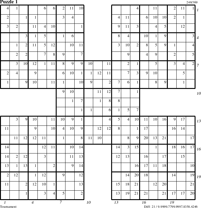 Step-by-Step Instructions for Puzzle 1 with all 21 steps marked