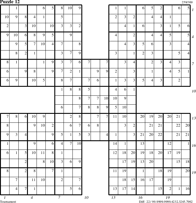 Step-by-Step Instructions for Puzzle 12 with all 22 steps marked