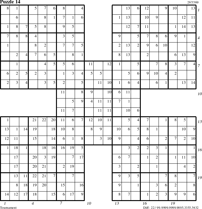 Step-by-Step Instructions for Puzzle 14 with all 22 steps marked