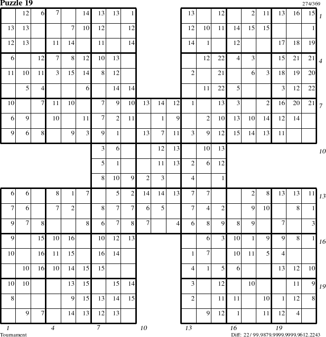 Step-by-Step Instructions for Puzzle 19 with all 22 steps marked