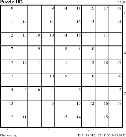 Step-by-Step Instructions for Puzzle 102 with all 18 steps marked