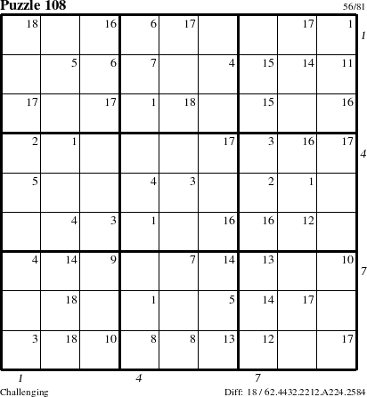 Step-by-Step Instructions for Puzzle 108 with all 18 steps marked