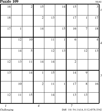 Step-by-Step Instructions for Puzzle 109 with all 18 steps marked