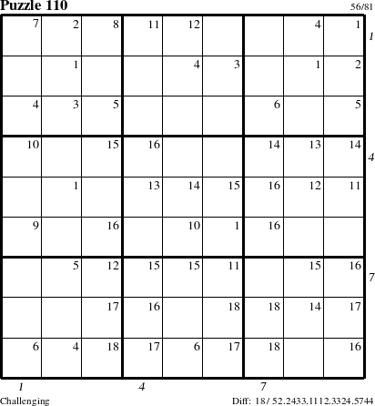 Step-by-Step Instructions for Puzzle 110 with all 18 steps marked