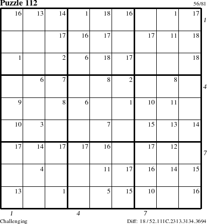 Step-by-Step Instructions for Puzzle 112 with all 18 steps marked