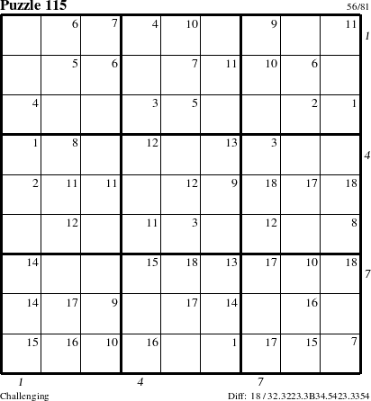 Step-by-Step Instructions for Puzzle 115 with all 18 steps marked