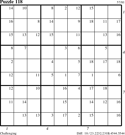 Step-by-Step Instructions for Puzzle 118 with all 18 steps marked