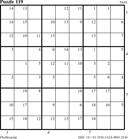 Step-by-Step Instructions for Puzzle 119 with all 18 steps marked