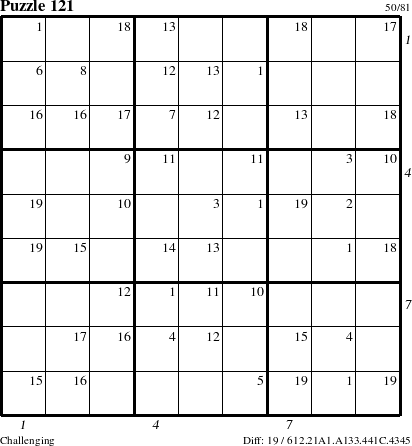 Step-by-Step Instructions for Puzzle 121 with all 19 steps marked