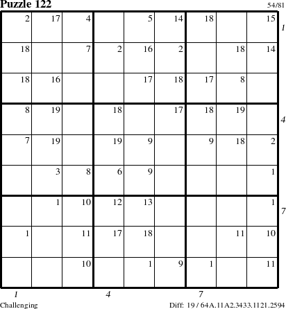 Step-by-Step Instructions for Puzzle 122 with all 19 steps marked