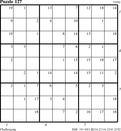 Step-by-Step Instructions for Puzzle 127 with all 19 steps marked