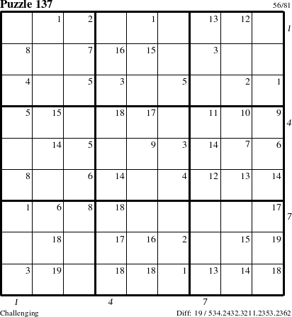 Step-by-Step Instructions for Puzzle 137 with all 19 steps marked