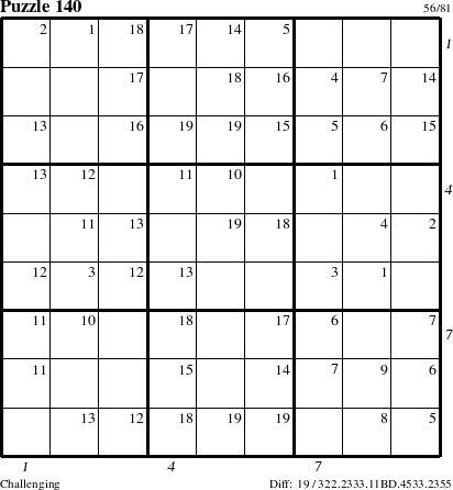 Step-by-Step Instructions for Puzzle 140 with all 19 steps marked