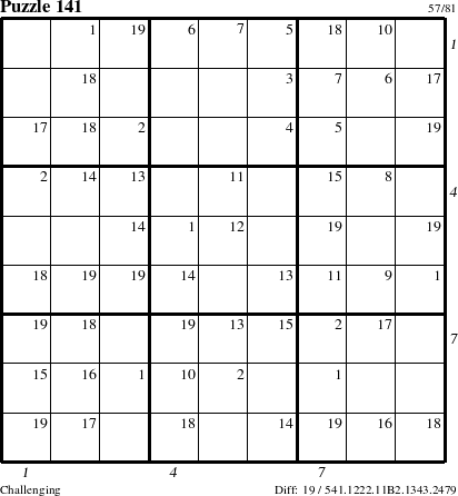 Step-by-Step Instructions for Puzzle 141 with all 19 steps marked