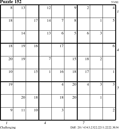 Step-by-Step Instructions for Puzzle 152 with all 20 steps marked