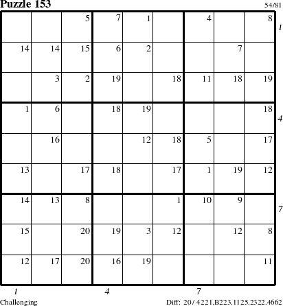 Step-by-Step Instructions for Puzzle 153 with all 20 steps marked