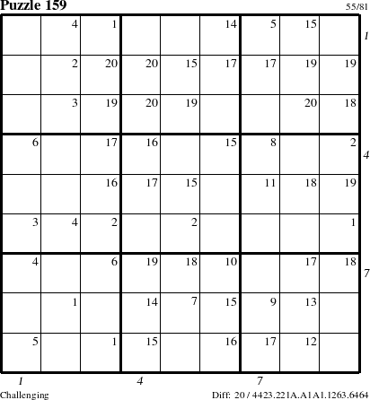 Step-by-Step Instructions for Puzzle 159 with all 20 steps marked