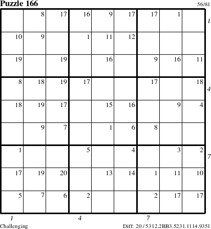 Step-by-Step Instructions for Puzzle 166 with all 20 steps marked