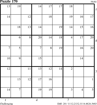 Step-by-Step Instructions for Puzzle 170 with all 20 steps marked