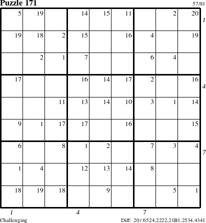 Step-by-Step Instructions for Puzzle 171 with all 20 steps marked