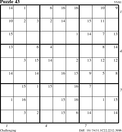 Step-by-Step Instructions for Puzzle 43 with all 16 steps marked