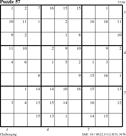 Step-by-Step Instructions for Puzzle 57 with all 16 steps marked