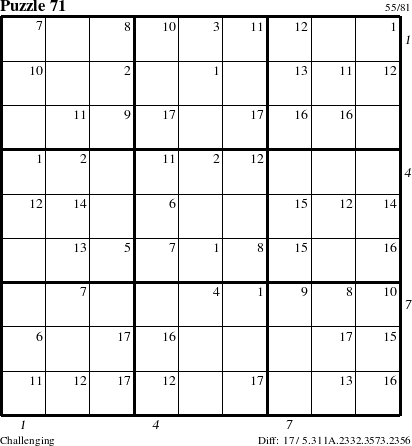 Step-by-Step Instructions for Puzzle 71 with all 17 steps marked