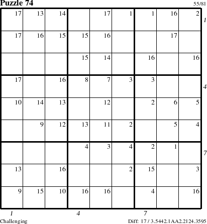 Step-by-Step Instructions for Puzzle 74 with all 17 steps marked